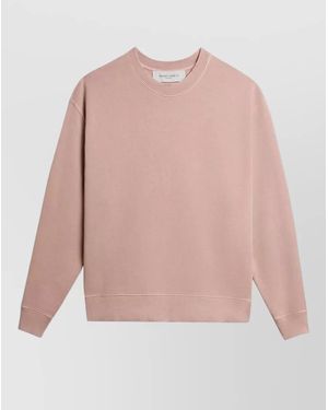 Golden Goose Cotton Crewneck Sweatshirt Embroidered Detail Ribbed Edges - Pink