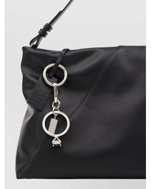 MM6 by Maison Margiela Solitaire Ring Charm Keyring Palladium Finish - Black