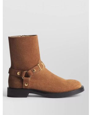 Dior Ankle Boot Block Heel Buckle Strap - Brown