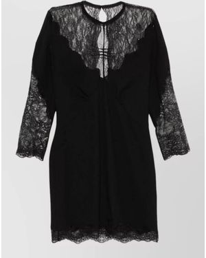The Attico Silk Lace Dress Knee Length Backless - Black