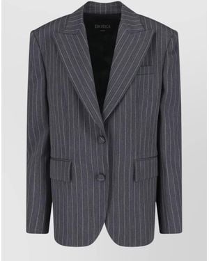 Dondup Double Breasted Pinstripe Blazer Tailored Fit - Grey