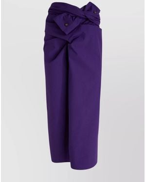 Quira Cotton High-Rise Draped Knot-Detail Midi Wrap Skirt - Purple