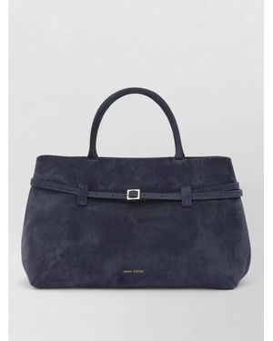 MANU Atelier Le Cambon 35 Medium Suede Tote Bag - Blue