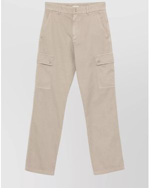 Burberry Cotton Cargo Trousers - Natural