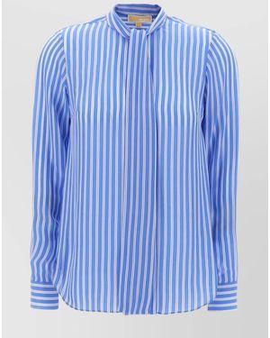 Michael Kors Silk Blend Printed Blouse - Blue