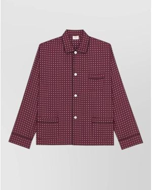 Saint Laurent Geometric Shirt Jacket Notched Collar Pockets - Purple
