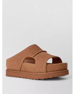 UGG Suede Leather Cutout Slides - Brown