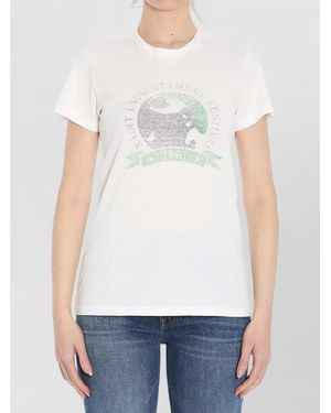 Saint Laurent Music Festival Cotton Crew Neck T-Shirt - White