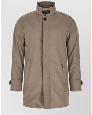 Moorer Duca High Collar Jacket Adjustable Cuffs - Natural