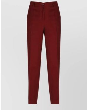 P.A.R.O.S.H. Linen Blend Pants Four Pockets Cuffed Hem - Red