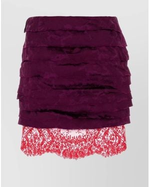 Saint Laurent Textured Jacquard Layered Mini Skirt - Purple