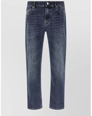 Department 5 Cropped Straight-Leg Regular-Waist Denim Jeans - Blue