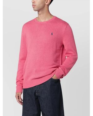 Polo Ralph Lauren Cotton Crew Neck Sweater With Ribbed Cuffs - Pink