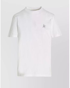 Golden Goose Star Crew Neck Glitter Short Sleeve Top - White