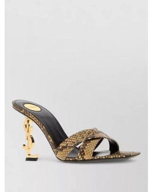 Saint Laurent Leather Opyum 85 Mules - Metallic