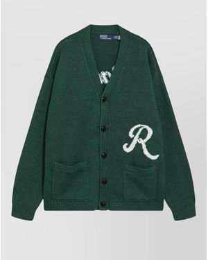 Polo Ralph Lauren Knit Jumper Front Pockets Ribbed Trims - Green