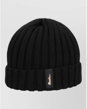 Borsalino Ribbed Cashmere Beanie - Black