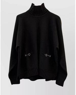 Gucci Cashmere Wool Turtleneck Long Sleeve Sweater - Black