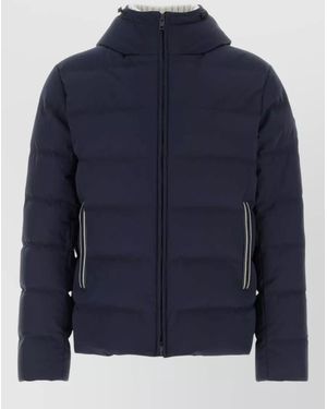 Fay Stretch Nylon Blend Hooded Down Jacket - Blue