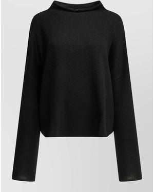 Lisa Yang High Neck Long Sleeve Relaxed Knit Top - Black