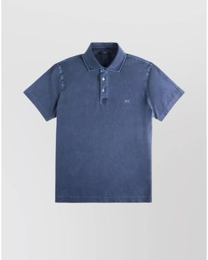 Fay Cotton Short-Sleeve Polo Shirt - Blue