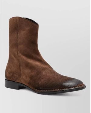 Emporio Armani Leather Ankle Boots - Brown