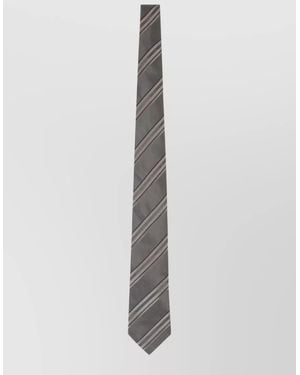 Brunello Cucinelli Italian Stripe Tie Pointed Blade Lightweight - White