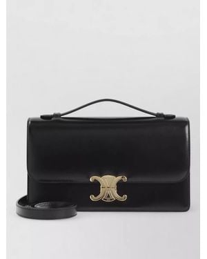 Celine Triomphe Medium Folio Crossbody Bag - Black