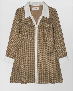 Celine Silk Mini Shirt Dress - Natural