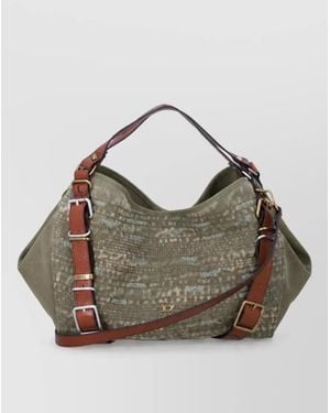 DIESEL Medium Canvas And Leather Shoulder Bag - Grey