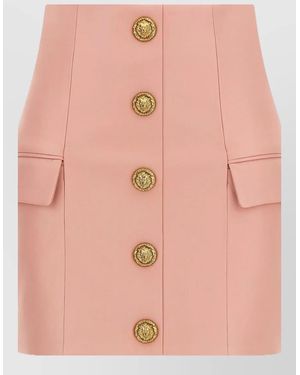 Balmain Leather High-Waisted Skirt - Pink