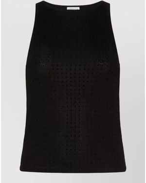 Marella Round Neck Sleeveless Slim Fit Textured Top - Black