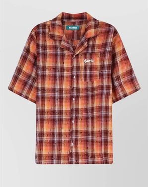 Barrow Bowling Collar Cotton Shirt Graphic Back - Red