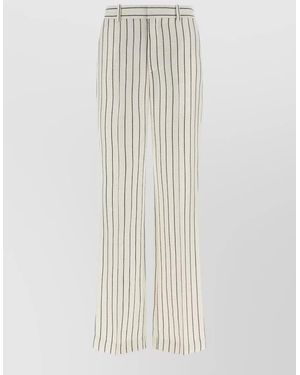 Balmain Striped Straight Trousers - White