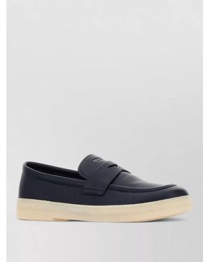 Prada Leather Boat Shoes - Blue