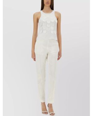 MSGM Embellished Cotton Sleeveless Tops - White