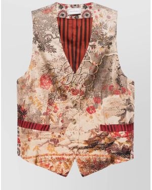Pierre Louis Mascia Floral Pattern Sleeveless Top - Brown