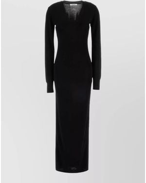 Entire studios Knit Dress Fitted Long Length V Neckline - Black