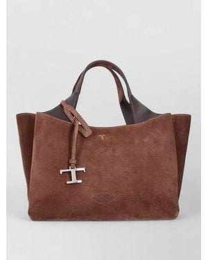 Tod's Tote Bag Adjustable Strap Contrast Stitching Handles - Brown