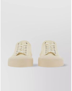 Jil Sander Round Toe Low-Top Sneakers With Vulcanized Rubber Outsole - Natural