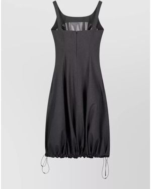 Coperni Knee Length Dress Square Neck Drawstring Hem - Blue