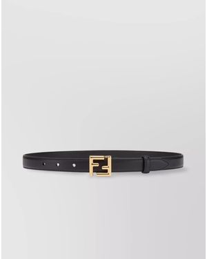 Fendi Leather Thin Belt - White