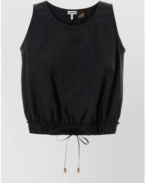 Loewe Poplin Ibiza Top Elasticated Hem Sleeveless - Black