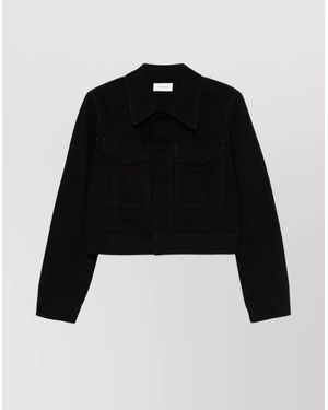 Lemaire Short Jacket With Pointed Collar And Pockets - Black