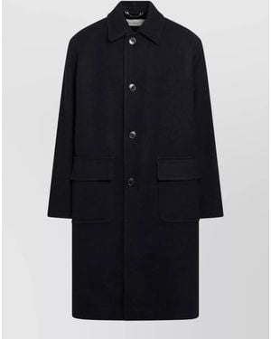 Dries Van Noten Straight Collar Jacket Long Sleeves Pockets - Blue