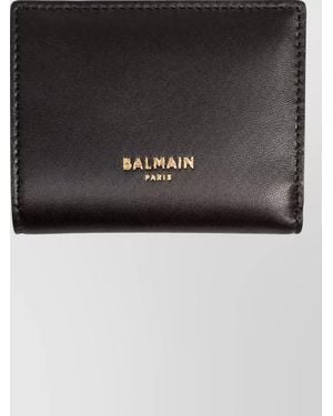 Balmain Lambskin Leather Coin Wallet - Black