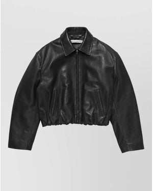 Acne Studios Leather Cropped Biker Jacket - Black