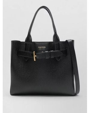 Tom Ford Small Leather Tote Bag Top Handle - Black