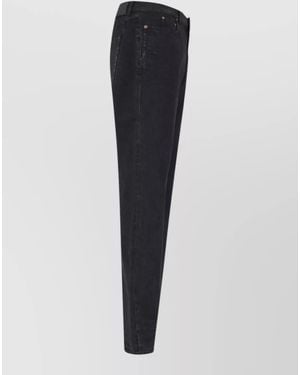 Saint Laurent Slim Mid Rise Denim Straight Leg Jeans - Blue
