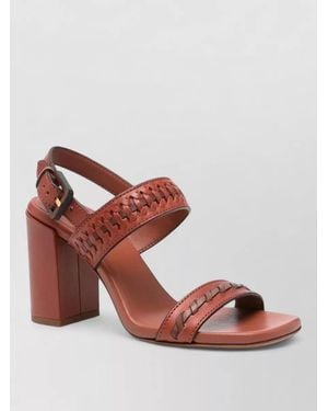 Zimmermann Slingback Sandals Block Heel Woven Straps - Brown